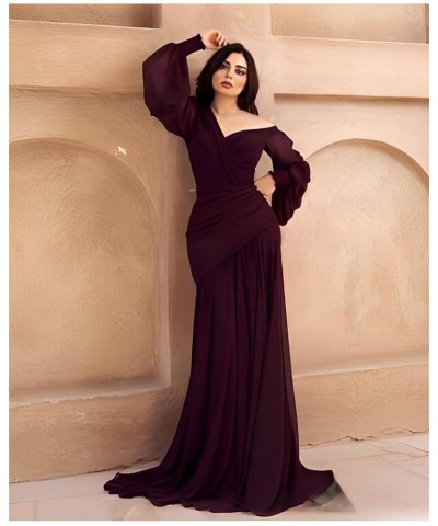 Long Sleeve Mermaid Chiffon Bridesmaid Dresses 2023 for Wedding Guest Sexy Tight Formal Evening Gown Burgundy $39.04 Dresses