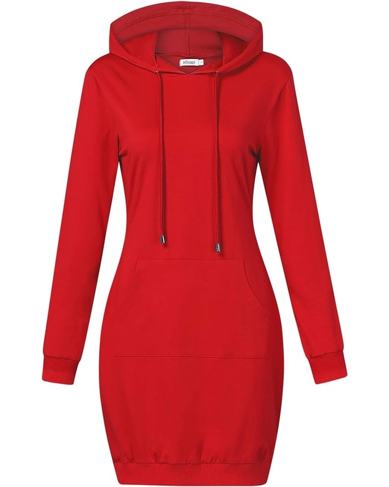 Women's Pullover Hooded Kangaroo Pocket Sweatshirt Casual Hoodie Dress Red37/Long Sleeve $11.90 Hoodies & Sweatshirts