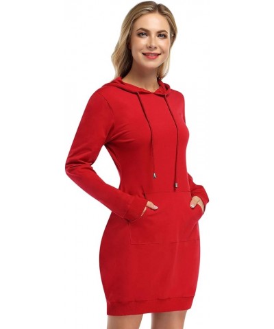 Women's Pullover Hooded Kangaroo Pocket Sweatshirt Casual Hoodie Dress Red37/Long Sleeve $11.90 Hoodies & Sweatshirts