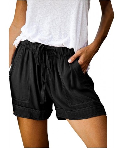 Women's Shorts for Summer 2023 Shorts Casual Elastic Waist Pocket Shorts Loose Fit Plus Size Beach Shorts, S-3XL 6-black $8.5...