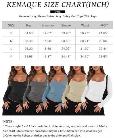 Women's 2 Piece Long Sleeve Square Neck Slim Fit Crop Tops T-Shirt Tees Streetwear 2024 Fashion Y2K Tops Black & White $19.64...