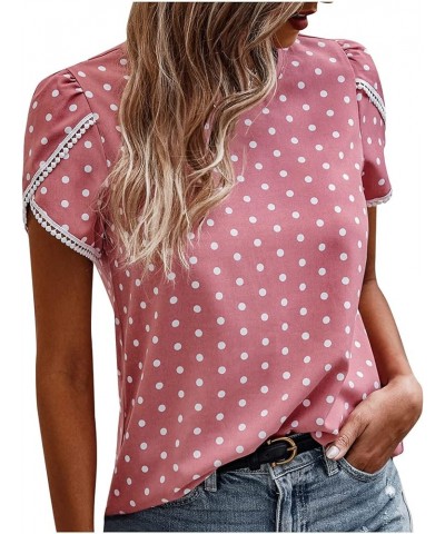 Womens Summer Top 2023 Casual Tshirt Tops Trendy Petal Short Sleeve CrewneckT Shirts Cute Tees Dressy Casual Blouses X dot Pi...