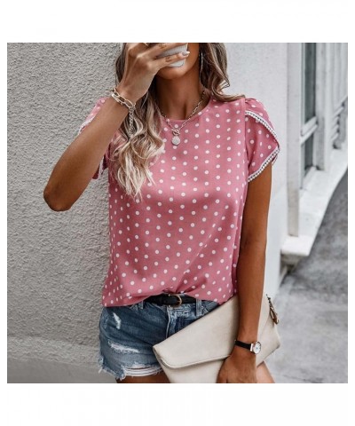 Womens Summer Top 2023 Casual Tshirt Tops Trendy Petal Short Sleeve CrewneckT Shirts Cute Tees Dressy Casual Blouses X dot Pi...