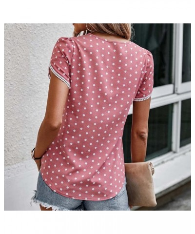 Womens Summer Top 2023 Casual Tshirt Tops Trendy Petal Short Sleeve CrewneckT Shirts Cute Tees Dressy Casual Blouses X dot Pi...