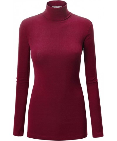 Women's Lightweight Long Sleeve Cozy Stylilsh Turtleneck Top Pullover Sweater Wt950_wine $9.33 Sweaters