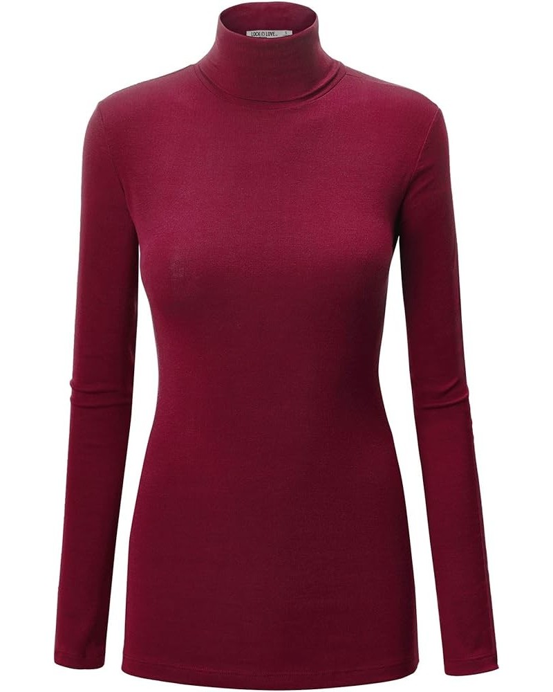 Women's Lightweight Long Sleeve Cozy Stylilsh Turtleneck Top Pullover Sweater Wt950_wine $9.33 Sweaters