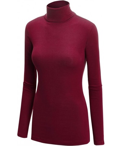 Women's Lightweight Long Sleeve Cozy Stylilsh Turtleneck Top Pullover Sweater Wt950_wine $9.33 Sweaters