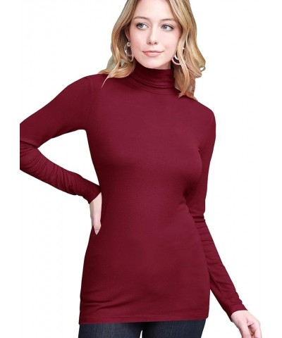 Women's Lightweight Long Sleeve Cozy Stylilsh Turtleneck Top Pullover Sweater Wt950_wine $9.33 Sweaters