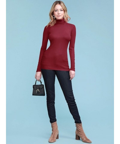 Women's Lightweight Long Sleeve Cozy Stylilsh Turtleneck Top Pullover Sweater Wt950_wine $9.33 Sweaters