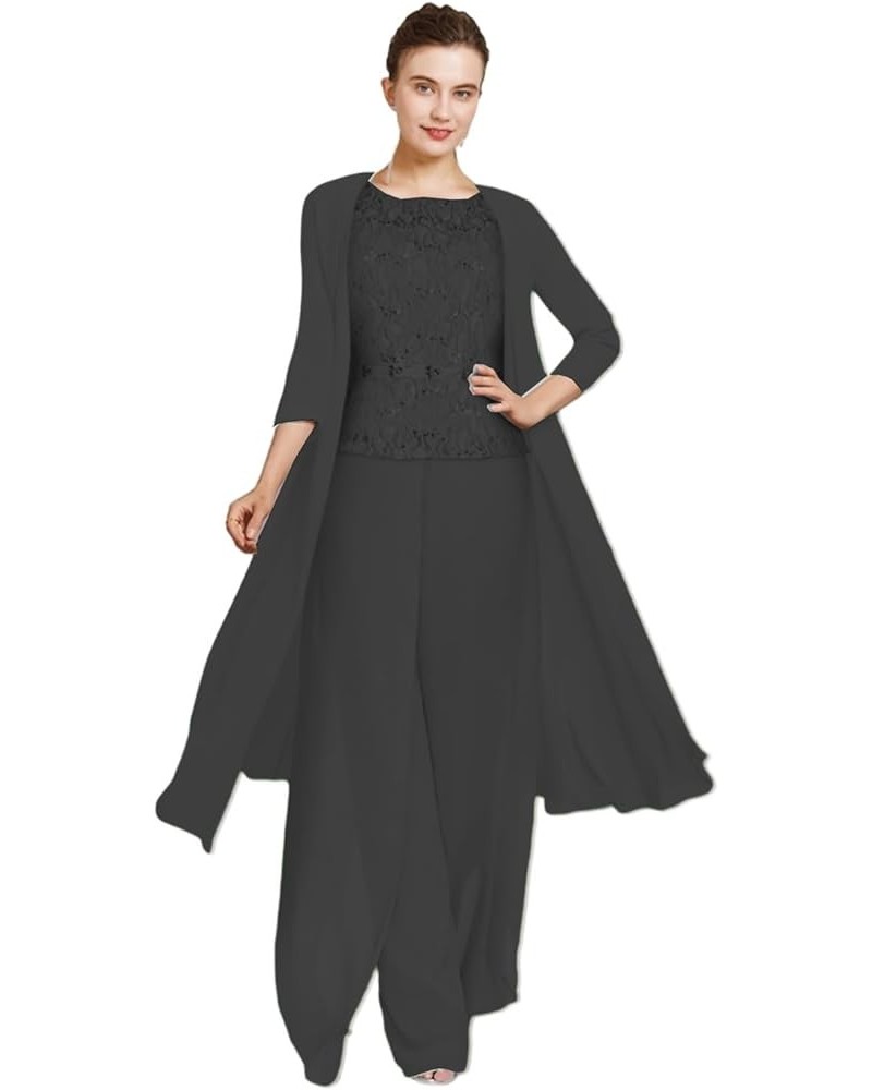 Mother of The Bride Pantsuits Jumpsuits with Jacket Chiffon Wedding Guest Dresses for Women Formal Evening Gowns Long Black $...