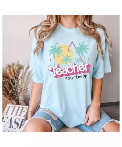 Personalized Teacher Shirt - Custom Name Pink Teacher Shirt, 80s 90s Teacher Back to School T-Shirt Indigo $9.20 T-Shirts