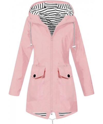 Womens Rain Jacket Waterproof Lightweight Hooded Windbreaker Travel Raincoat Active Outdoor Ski Hiking Trench Coat Pink 01 $9...