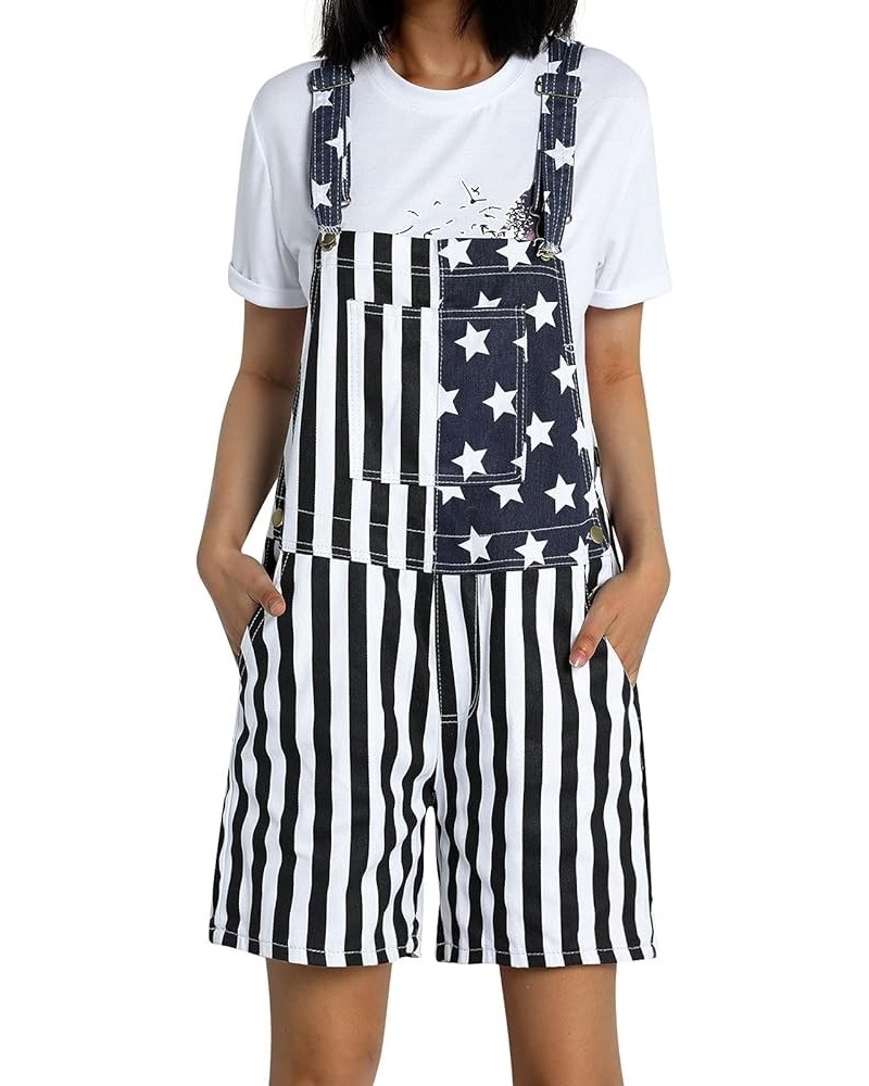 Independence Day Women's Overalls USA Flag Adults Jean Shorts Romper 4th of July One Piece Jumpsuit 54b1 $11.48 Overalls