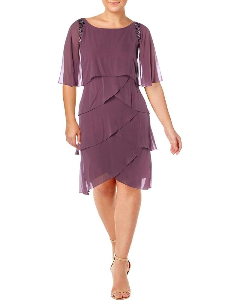 Women's Plus Size Capelet Tier Dress with Beaded Detail Sugar Plum $24.23 Dresses