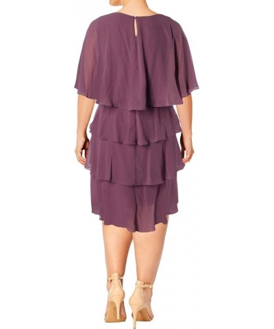 Women's Plus Size Capelet Tier Dress with Beaded Detail Sugar Plum $24.23 Dresses