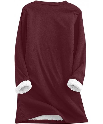 Womens Shirts Plus Size Winter Warm Fleece Sherpa Lined V Neck Pullover Long Sleeve Letter Print Sweatshirt Z2-wine $6.04 Hoo...