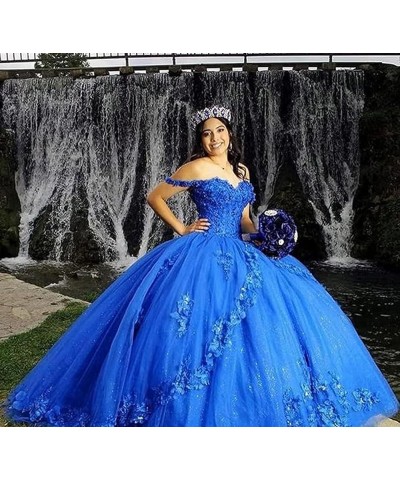 Tulle Quinceanera Dresses Ball Gown Lace Appliques Puffy Off Shoulder Long Princess Prom Dress for Women Champagne $64.19 Dre...