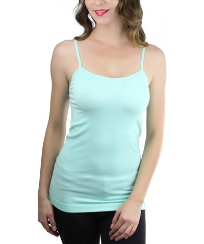 Women's Fitted Adjustable Spaghetti Strap Camisole Length 16.5" - Mint $7.25 Tanks