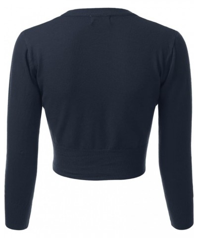 Women's 3/4 Sleeve Soft Open Front Cropped Sweater Cardigan (S-XXL) Dbt304_navy $16.42 Sweaters