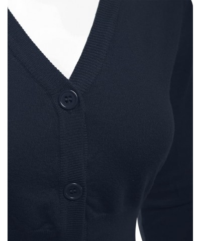 Women's 3/4 Sleeve Soft Open Front Cropped Sweater Cardigan (S-XXL) Dbt304_navy $16.42 Sweaters