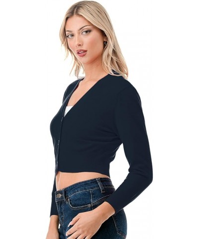 Women's 3/4 Sleeve Soft Open Front Cropped Sweater Cardigan (S-XXL) Dbt304_navy $16.42 Sweaters