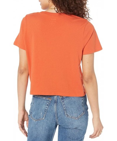 Women's Soft Fade Cotton Boxy Crop Tee Copperwashed Orange $14.19 T-Shirts