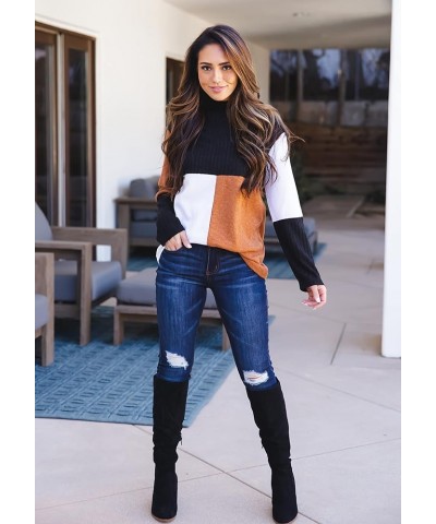 Women's Long Sleeve Casual Loose Sweater Outerwear Black/White/Clay $13.34 Sweaters