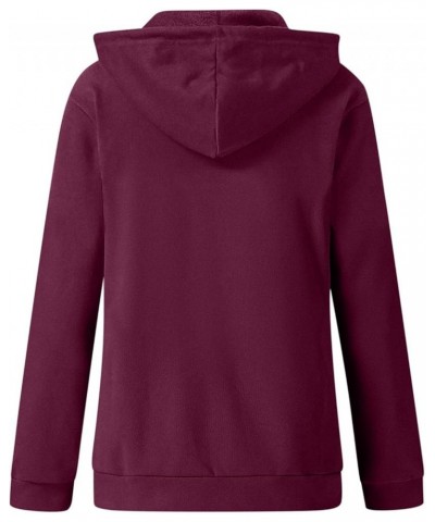 Hoodies for Women Zip UP Hooded Sweatshirts Fall Fashion 2023 Long Sleeve Drawstring Tops Casual Lightweight Jackets A02-wine...