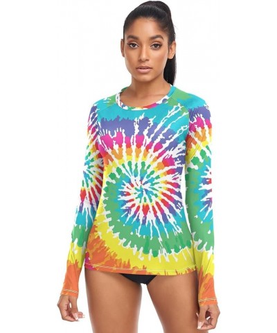 Spiral Tie Dye Women's Rash Guard Shirts Long Sleeve UPF 50+ Swim Shirts Womens Swimsuits for Swim Running Outdoor Multi05 $1...