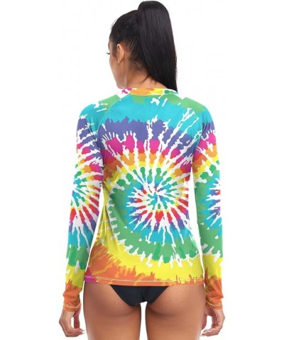 Spiral Tie Dye Women's Rash Guard Shirts Long Sleeve UPF 50+ Swim Shirts Womens Swimsuits for Swim Running Outdoor Multi05 $1...