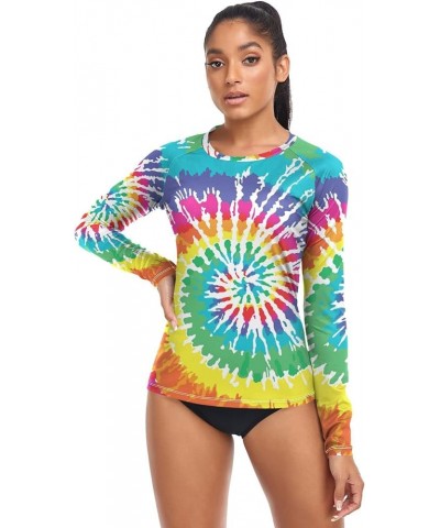 Spiral Tie Dye Women's Rash Guard Shirts Long Sleeve UPF 50+ Swim Shirts Womens Swimsuits for Swim Running Outdoor Multi05 $1...