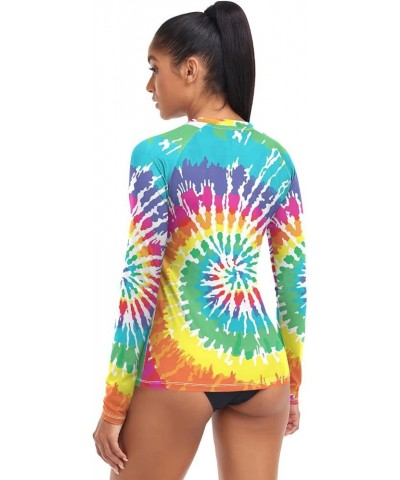 Spiral Tie Dye Women's Rash Guard Shirts Long Sleeve UPF 50+ Swim Shirts Womens Swimsuits for Swim Running Outdoor Multi05 $1...