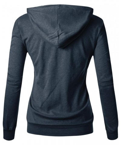 Basic Lightweight Zip-Up Hoodie Long Sleeve Thin Jacket for Women with Plus Size Inside Pocket(dcf200)-navy Melange $15.30 Ho...