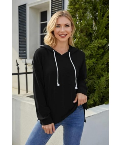 Womens Sweaters Hoodies Long Sleeve Sweatshirts Woman Clothing Tops 1-black $13.72 Hoodies & Sweatshirts