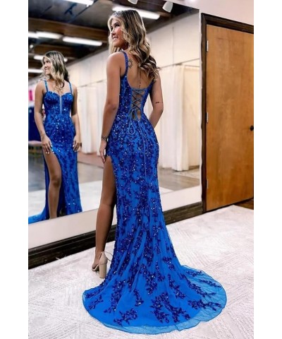 Mermaid Prom Dresses Long Slit Spaghetti Straps Sequin Sweetheart Tulle Evening Gown Party Dreses ZS39 Grey $35.65 Dresses