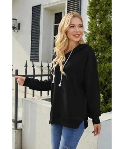 Womens Sweaters Hoodies Long Sleeve Sweatshirts Woman Clothing Tops 1-black $13.72 Hoodies & Sweatshirts