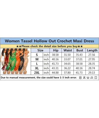 Women's Sexy Tassel Hollow Out See Through Crochet Maxi Long Dress Knitted Beach Dresses Swimsuit Coverup 1253-black $21.72 S...