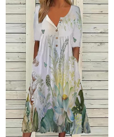 Women's Plus Size Boho Floral Print Maxi Dresses Summer Short Sleeve V Neck Casual Loose Dress with Pockets Bohemian7 $17.15 ...