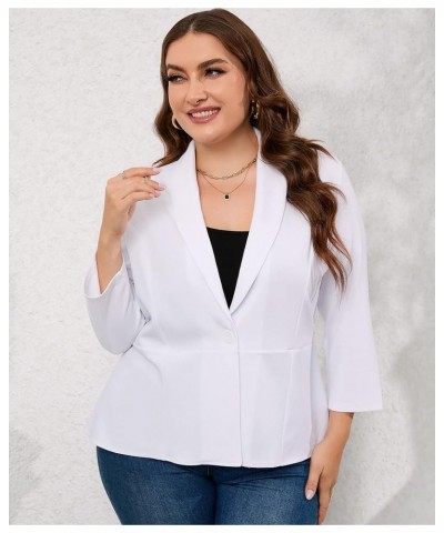 Women Plus Size Button Casual Blazer Open Front 3/4 Sleeves Work Office Blazer Jacket White 3/4 Sleeves $12.50 Suits