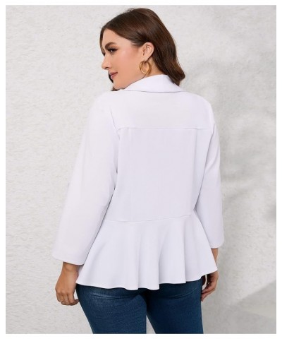 Women Plus Size Button Casual Blazer Open Front 3/4 Sleeves Work Office Blazer Jacket White 3/4 Sleeves $12.50 Suits