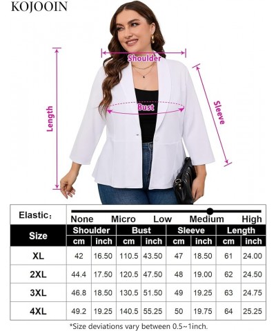 Women Plus Size Button Casual Blazer Open Front 3/4 Sleeves Work Office Blazer Jacket White 3/4 Sleeves $12.50 Suits