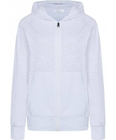 Women's Thin Slub Lightweight Summer Zip Up Hoodie Slub White $11.86 Hoodies & Sweatshirts