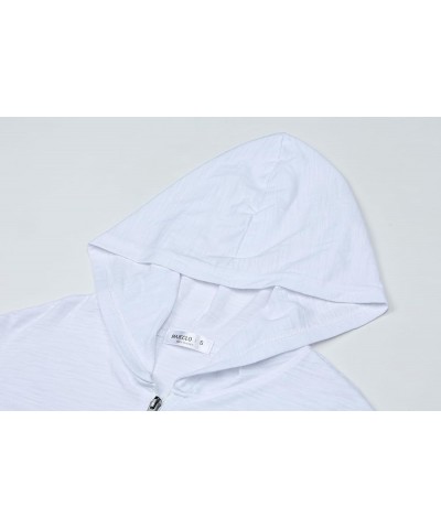 Women's Thin Slub Lightweight Summer Zip Up Hoodie Slub White $11.86 Hoodies & Sweatshirts