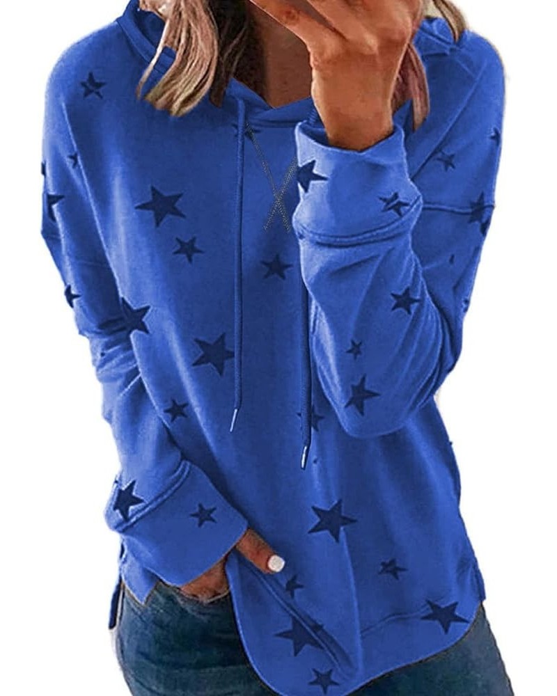 Womens Casual Hoodies Y2k Star Graphic Print Sweatshirts Tops Long Sleeve Shirts Drawstring Pullover for Teen Girls 01 blue $...