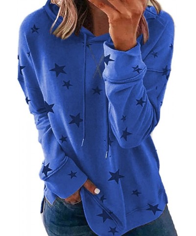 Womens Casual Hoodies Y2k Star Graphic Print Sweatshirts Tops Long Sleeve Shirts Drawstring Pullover for Teen Girls 01 blue $...