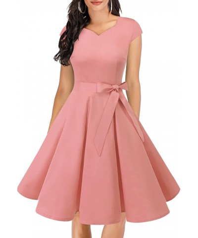 Vintage Dress for Women, 1950s Retro Cocktail Prom Dress, 50s 60s Pinup Wedding Tea Party Short Dress Blush $12.98 Dresses