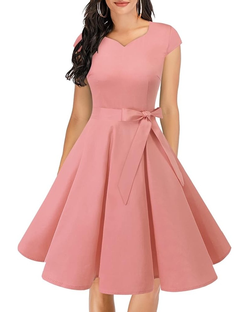 Vintage Dress for Women, 1950s Retro Cocktail Prom Dress, 50s 60s Pinup Wedding Tea Party Short Dress Blush $12.98 Dresses