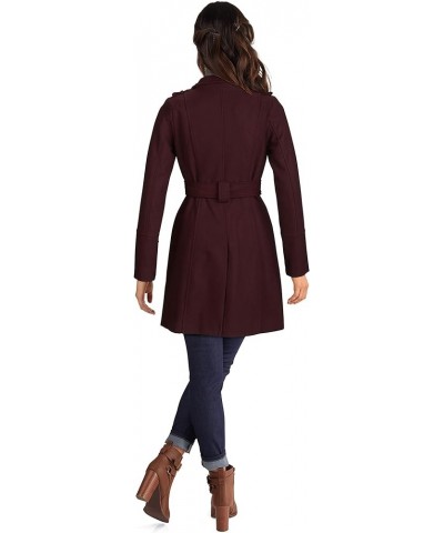 Wool Jackets for Women, Mid-Weight Coat with Adjustable Belt Wine $39.07 Coats