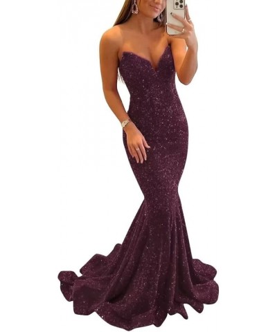 Women's Mermaid Sparkly Sequin Prom Dress Bodycon Long Tight Formal Evening Party Gowns B-grape $35.74 Dresses