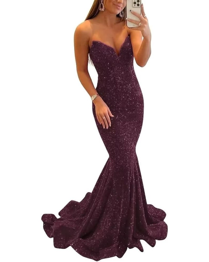 Women's Mermaid Sparkly Sequin Prom Dress Bodycon Long Tight Formal Evening Party Gowns B-grape $35.74 Dresses